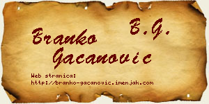 Branko Gačanović vizit kartica